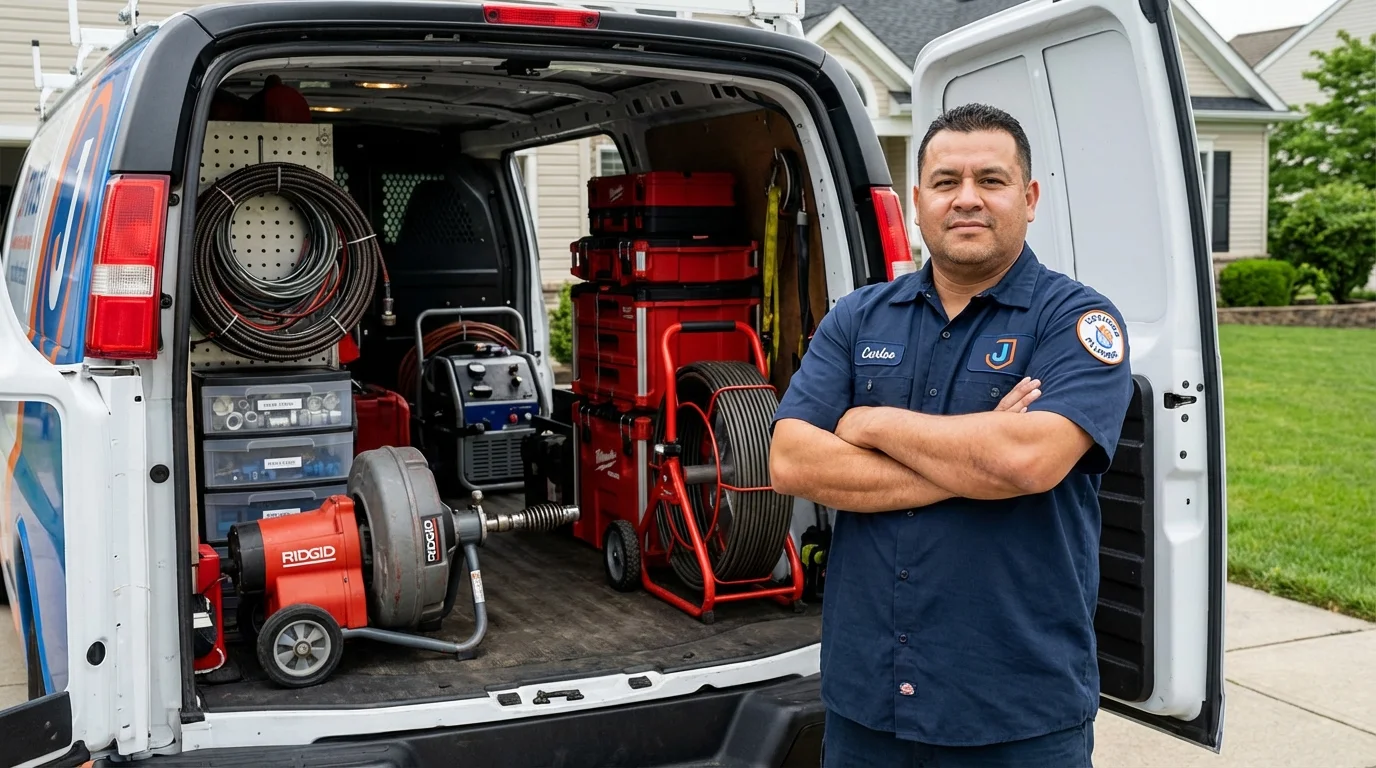 Professional drain cleaning equipment and Johns Plumbing LLC plumber in Hope